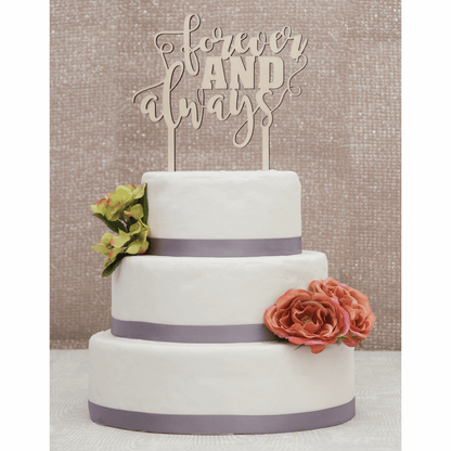 Natural Wooden 'Forever & Always' Cake Topper