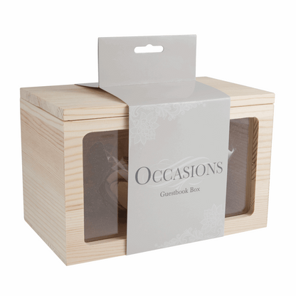 Wooden Wedding Guestbook Box with Hearts