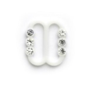 Vogue Star Diamante Strap Buckles 10mm - White (Pack of 2)
