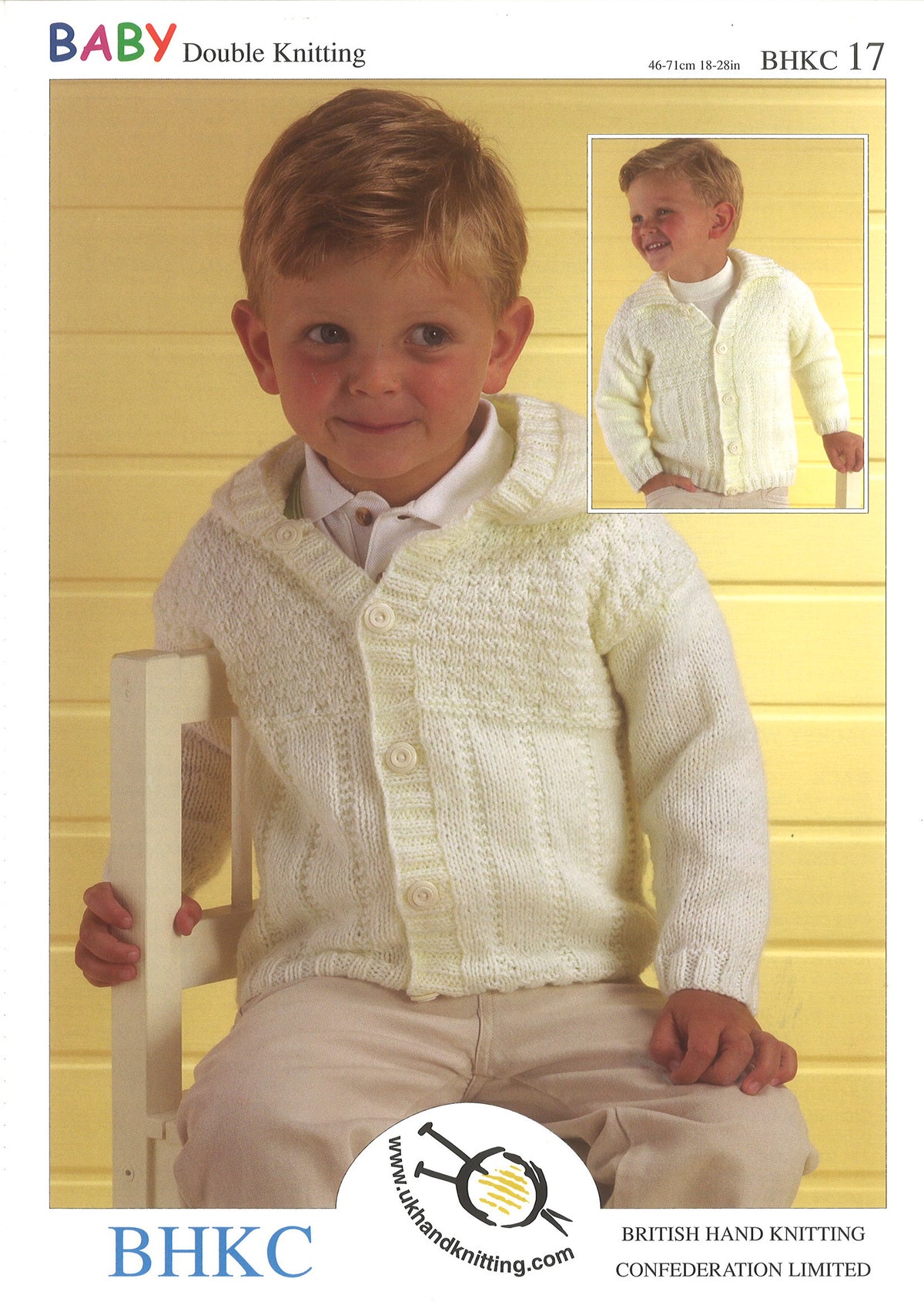 Knitting pattern cover showing jackets