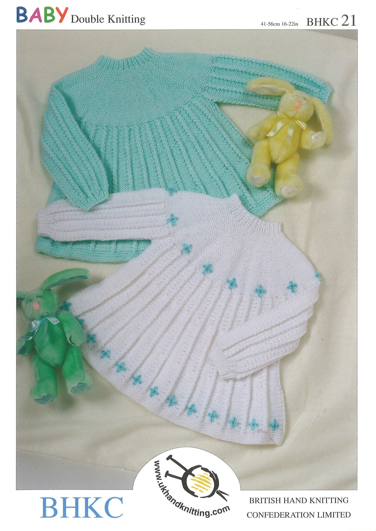 Knitting pattern cover showing dresses