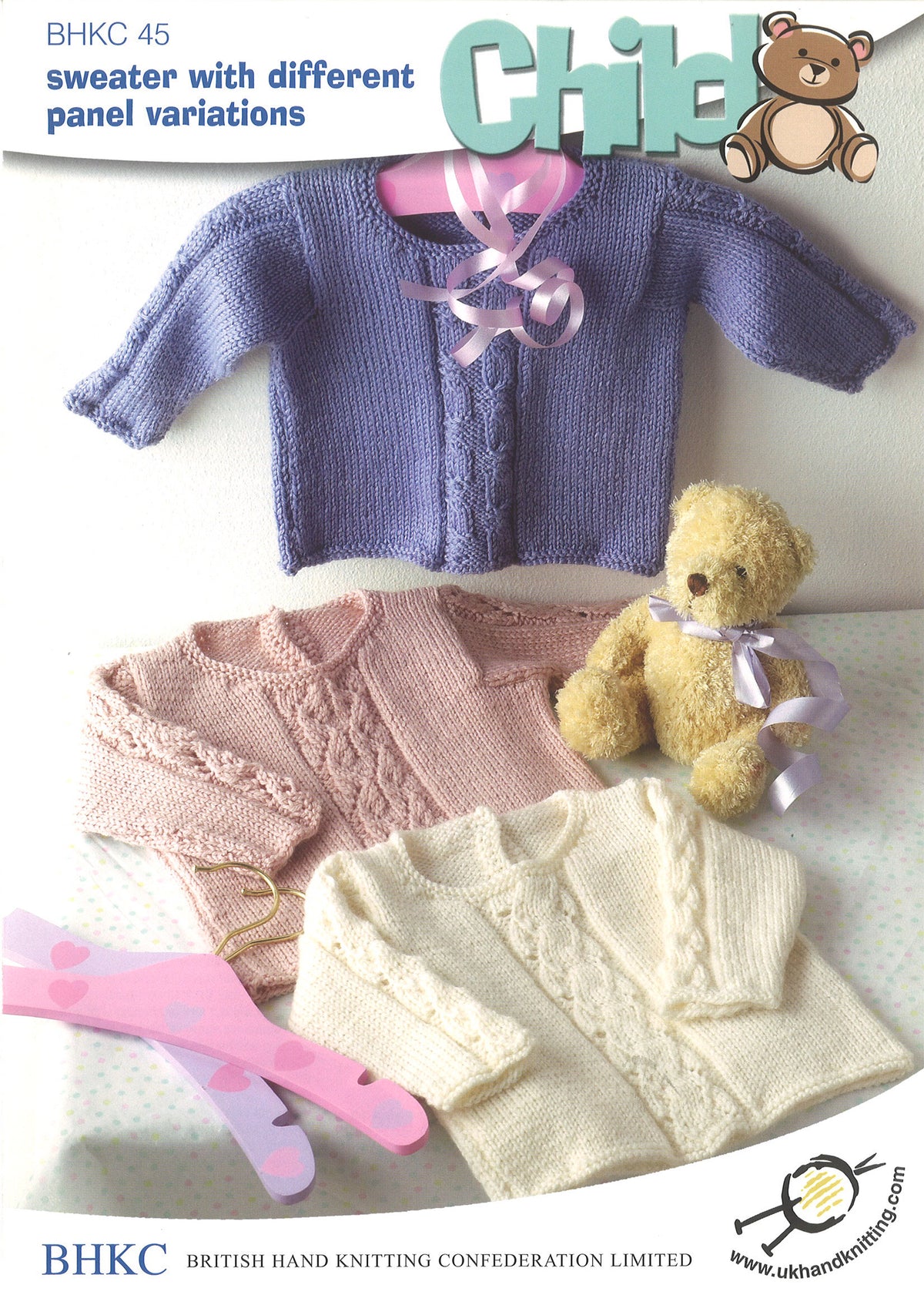 Knitting pattern cover showing sweaters