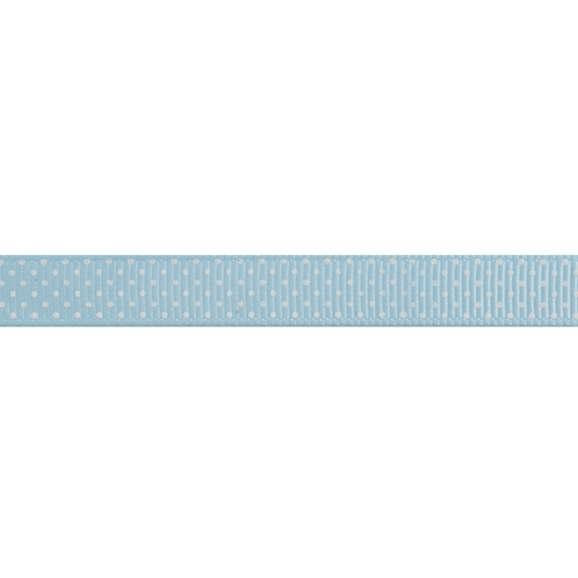 Bowtique Small Blue Polka Dot Grosgrain Ribbon - 5m x 10mm Roll