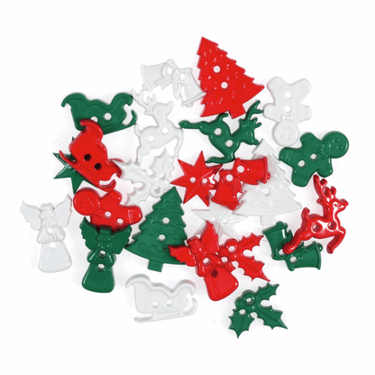 Jar of Assorted Christmas Buttons - 75g