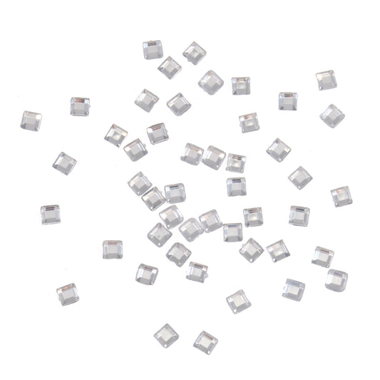 Pack of small silver square craft gems