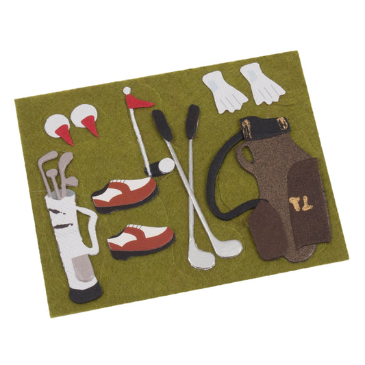 Golf-themed craft embellishments with putting green design