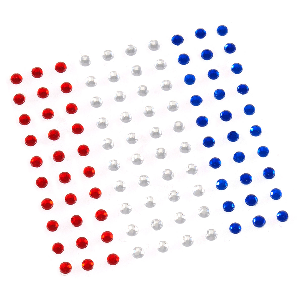 3mm red, clear and blue diamantes