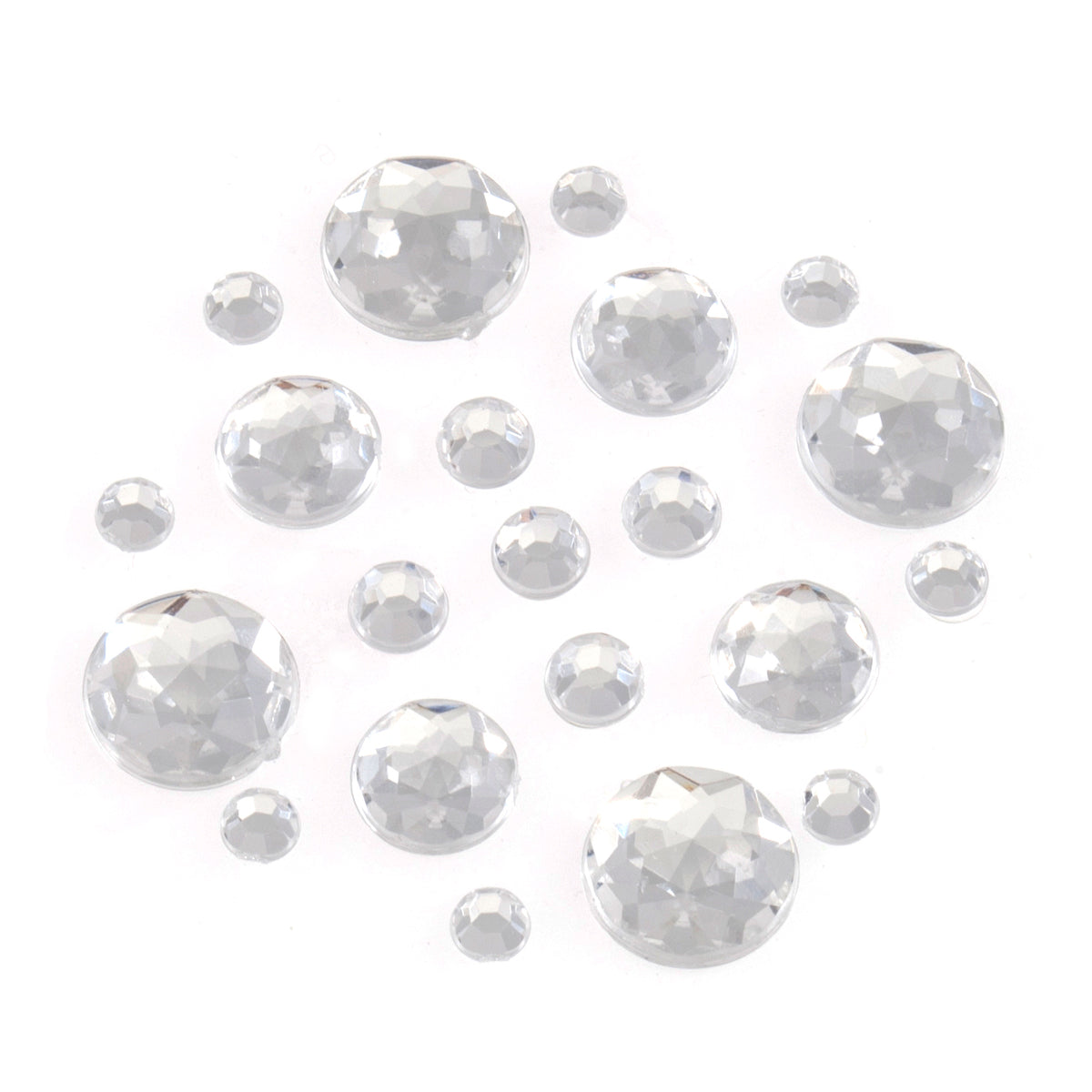 Clear faceted gem circles in assorted sizes