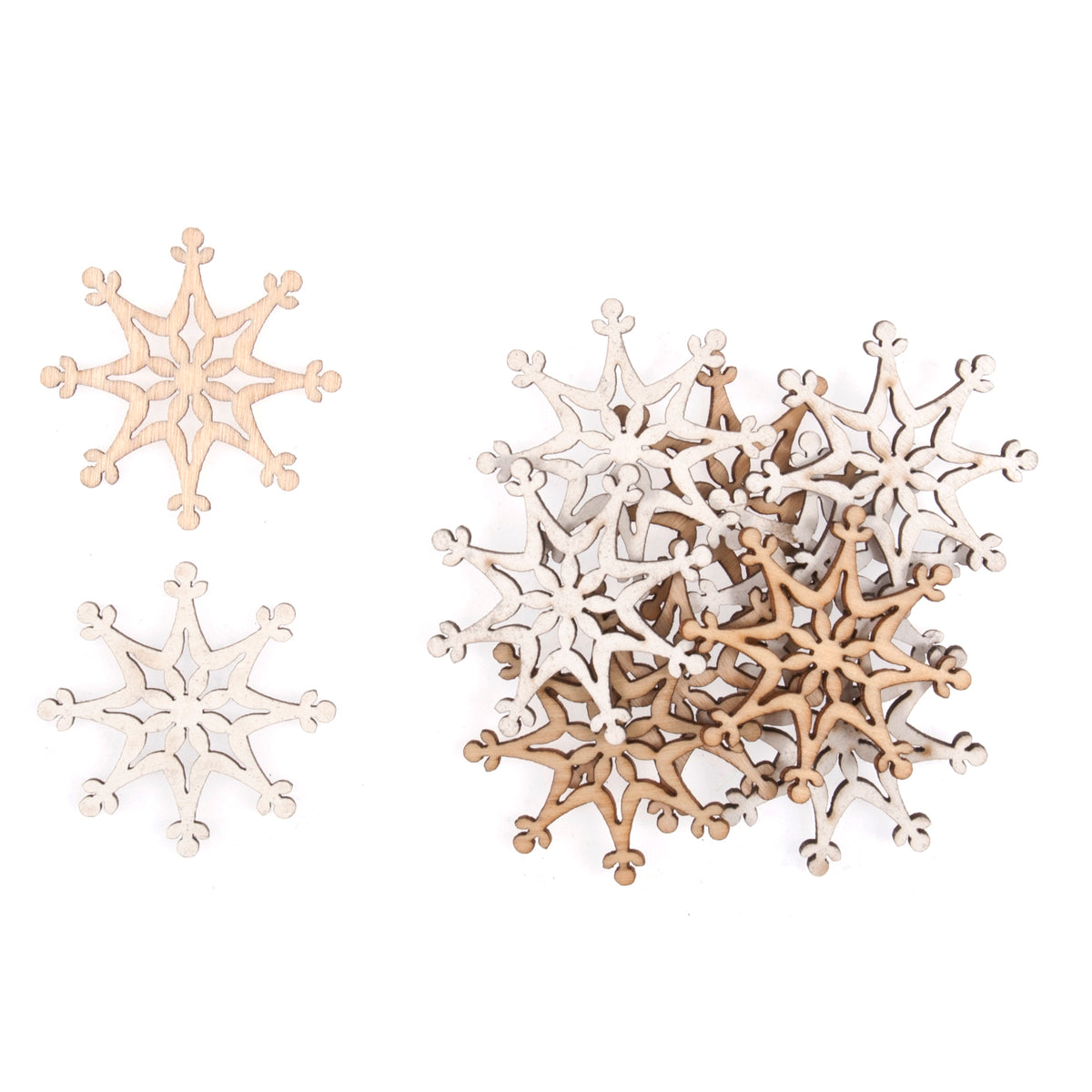 Natural wooden snowflake embellishments