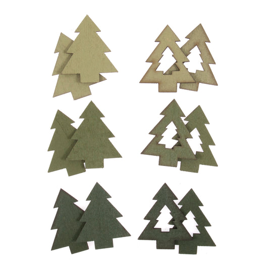 Green wooden Christmas tree embellishments