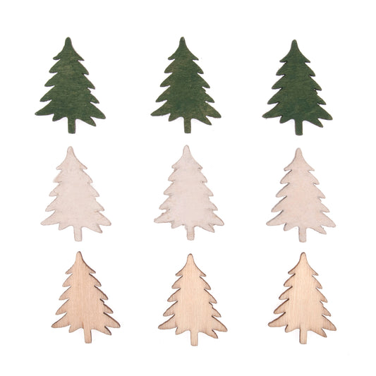 Pack of distressed wooden Christmas tree embellishments