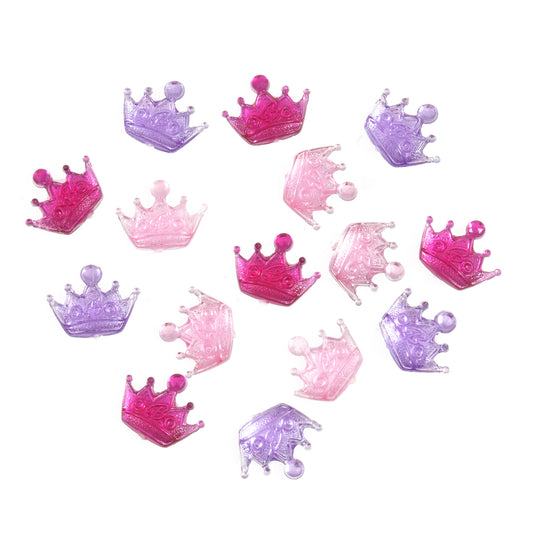 Translucent pink, lilac and purple jewel crown embellishments
