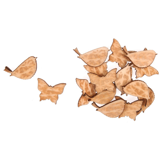 Pack of natural wooden bird and butterfly embellishments