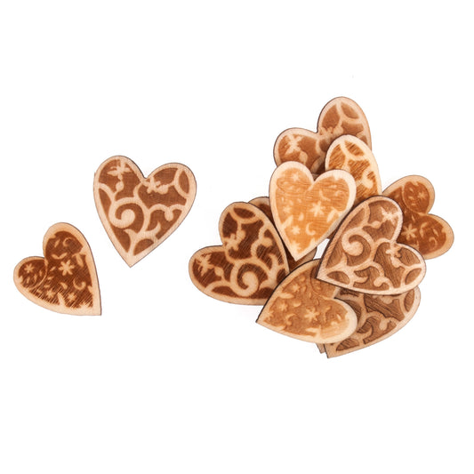 Pack of assorted natural heart embellishments