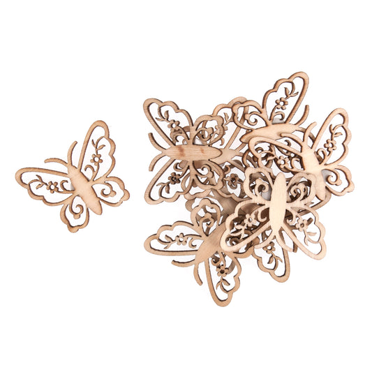 Pack of wooden filigree butterfly embellishments