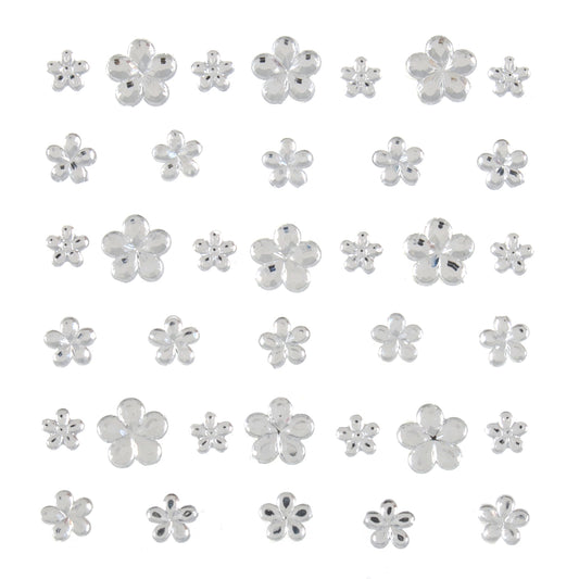 Assorted clear flower-shaped craft gems