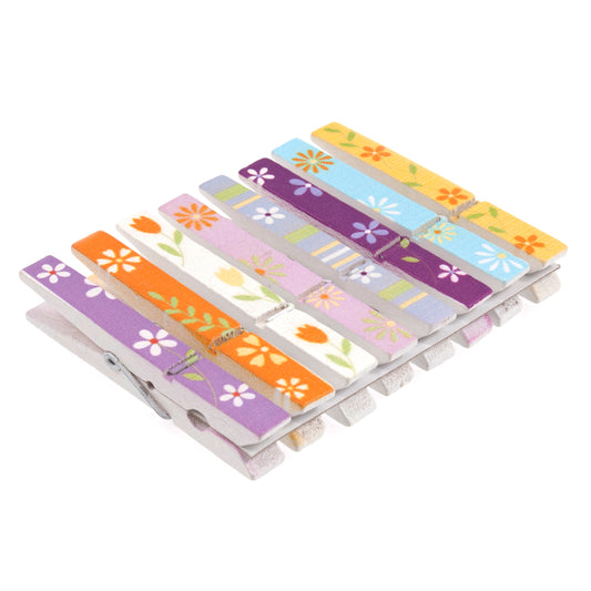 Eight decorative pegs with flower toppers