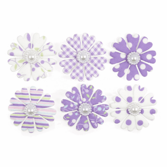 Trimits Craft Embellishments - Lilac Flower Heads with Pearls (Pack of 6)