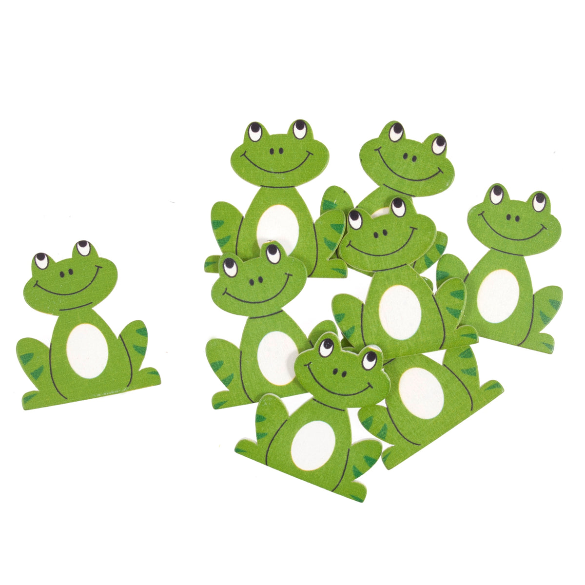 Eight frog craft embellishments