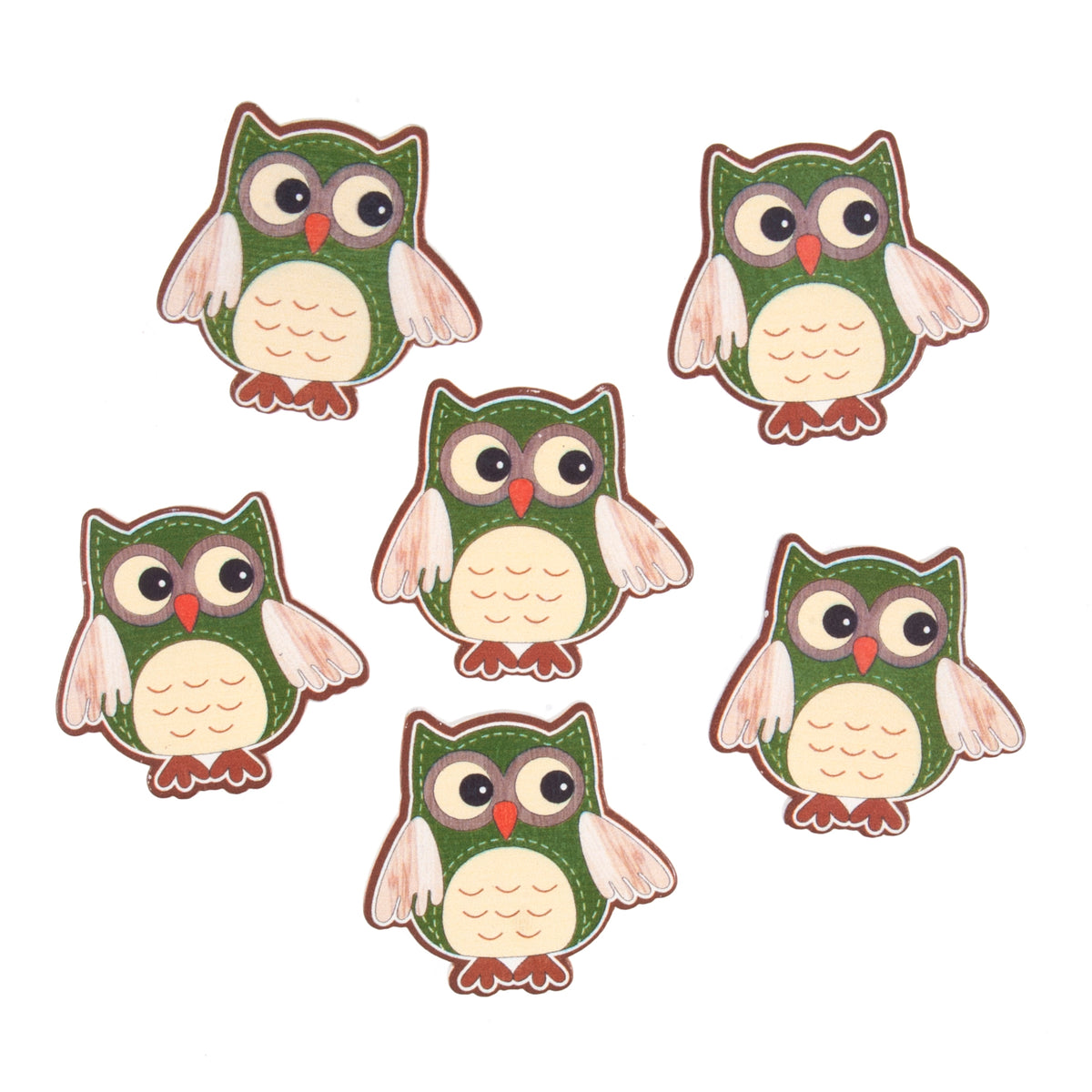 Six owl craft embellishments