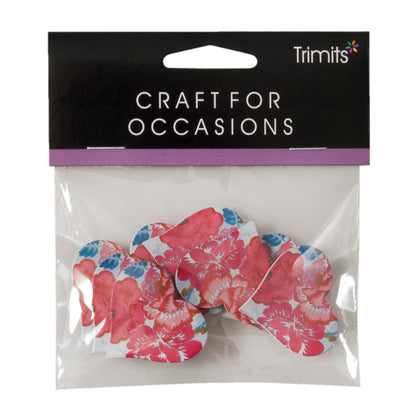 Pink printed wooden hearts with self-adhesive backs