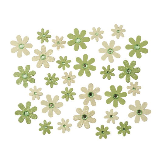 Green sparkle florette flower embellishments