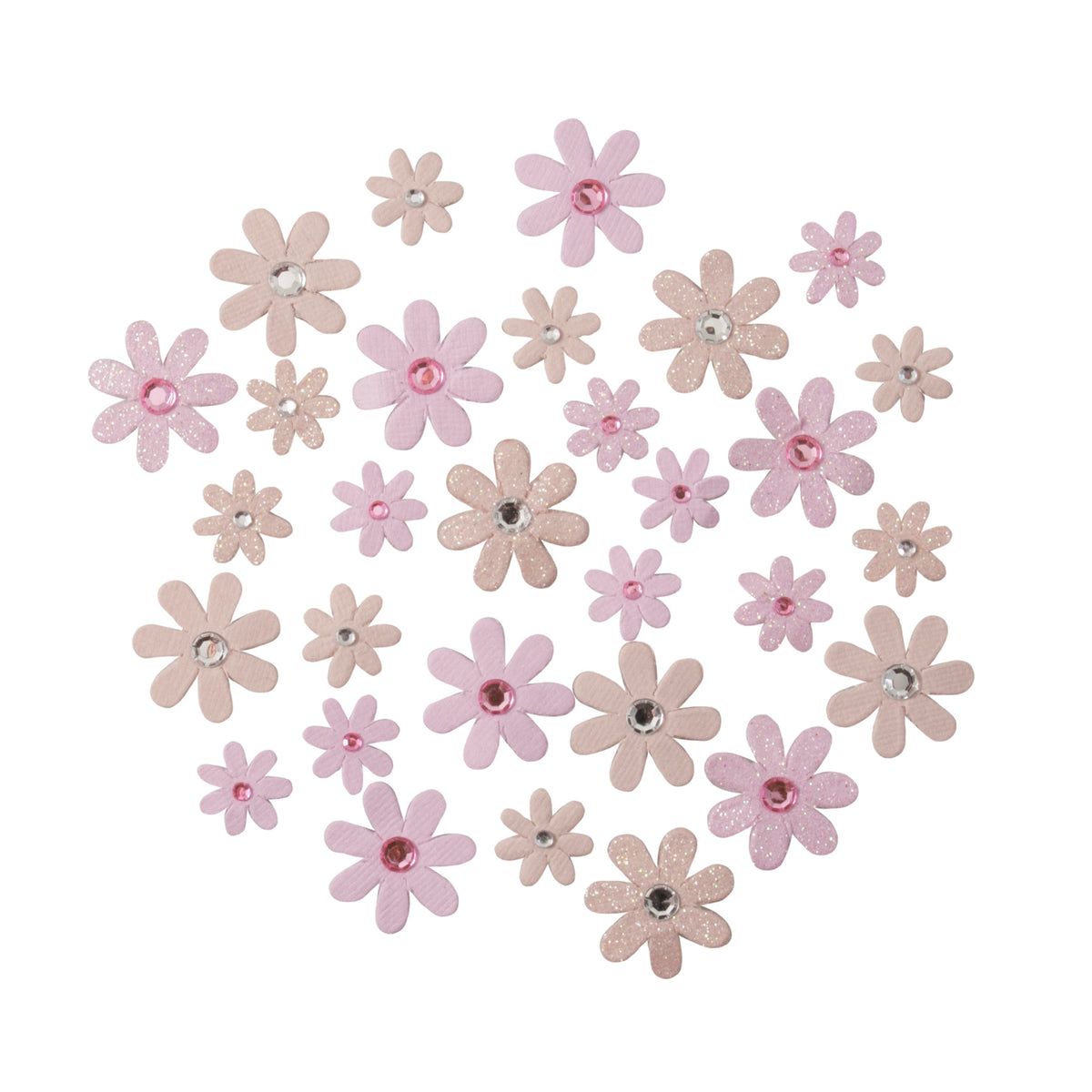 Pink sparkle florette flower embellishments
