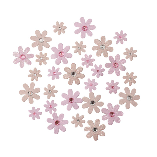 Pink sparkle florette flower embellishments