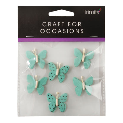 Blue printed butterflies with beaded detail