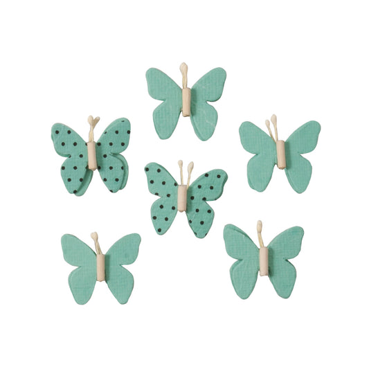 Blue printed butterflies with beaded detail