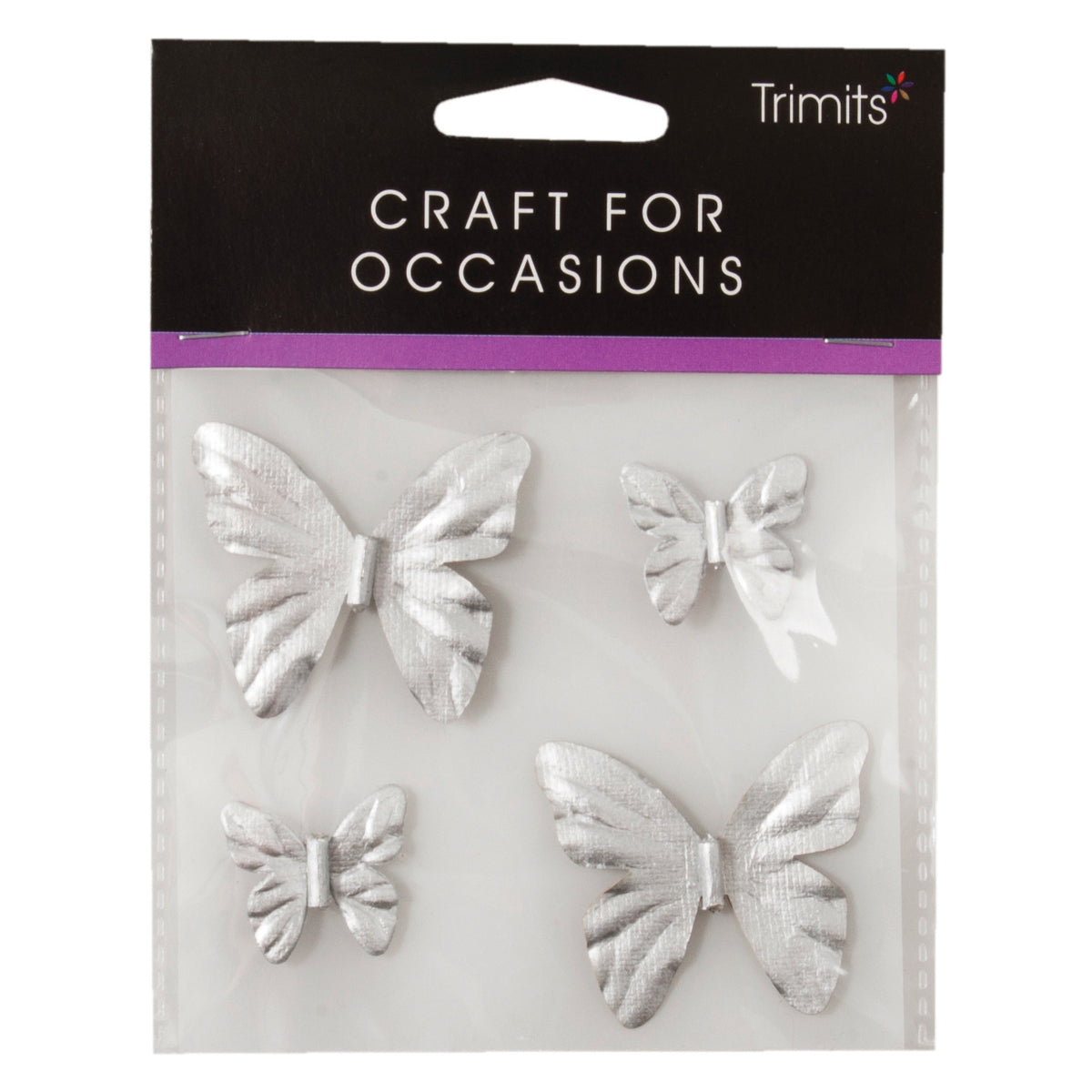 Silver craft butterflies in two sizes