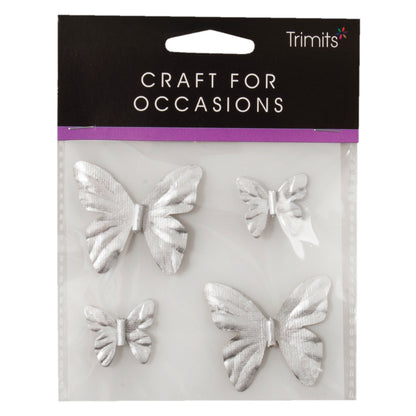Silver craft butterflies in two sizes