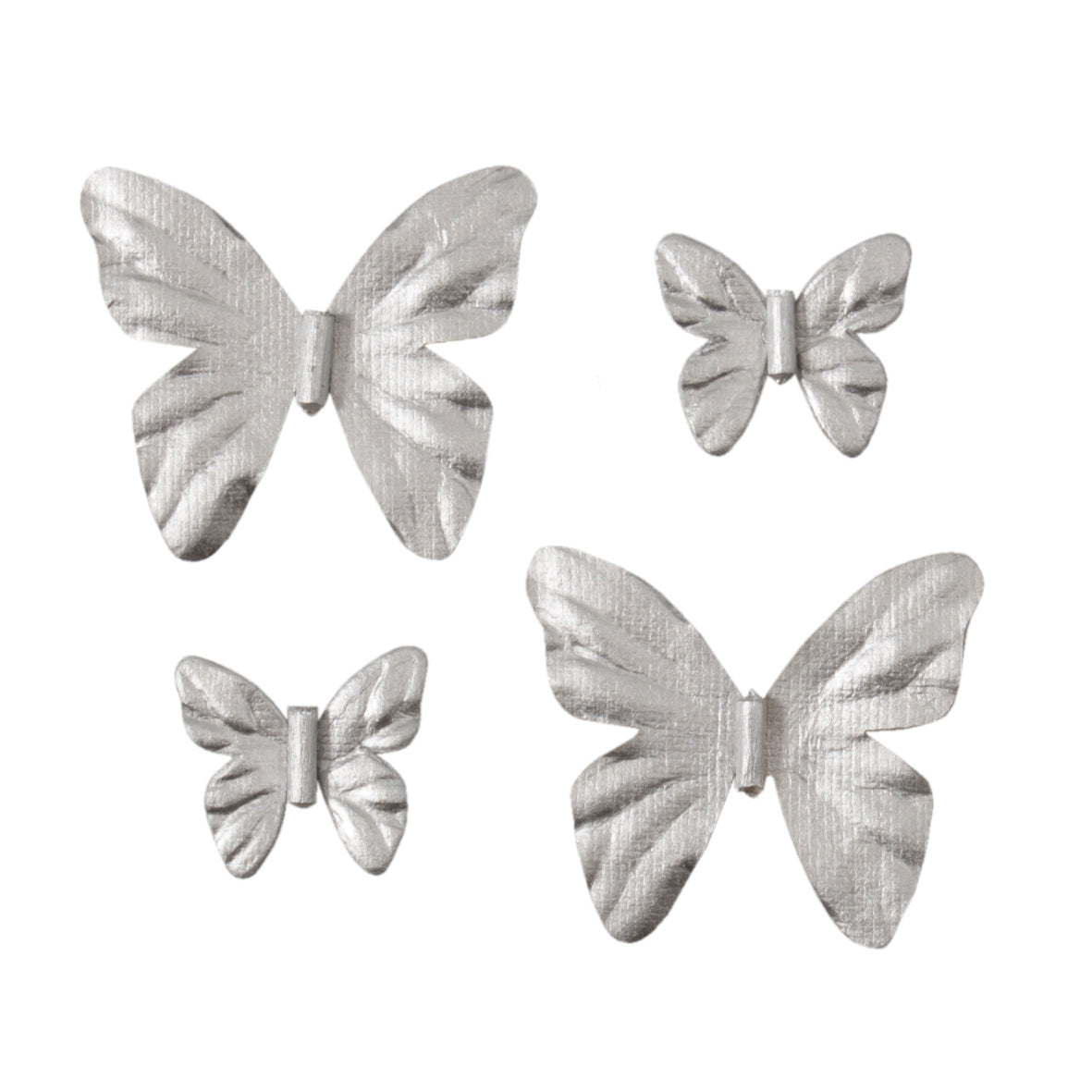 Silver craft butterflies in two sizes