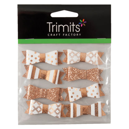 Eight rose gold metallic paper bows
