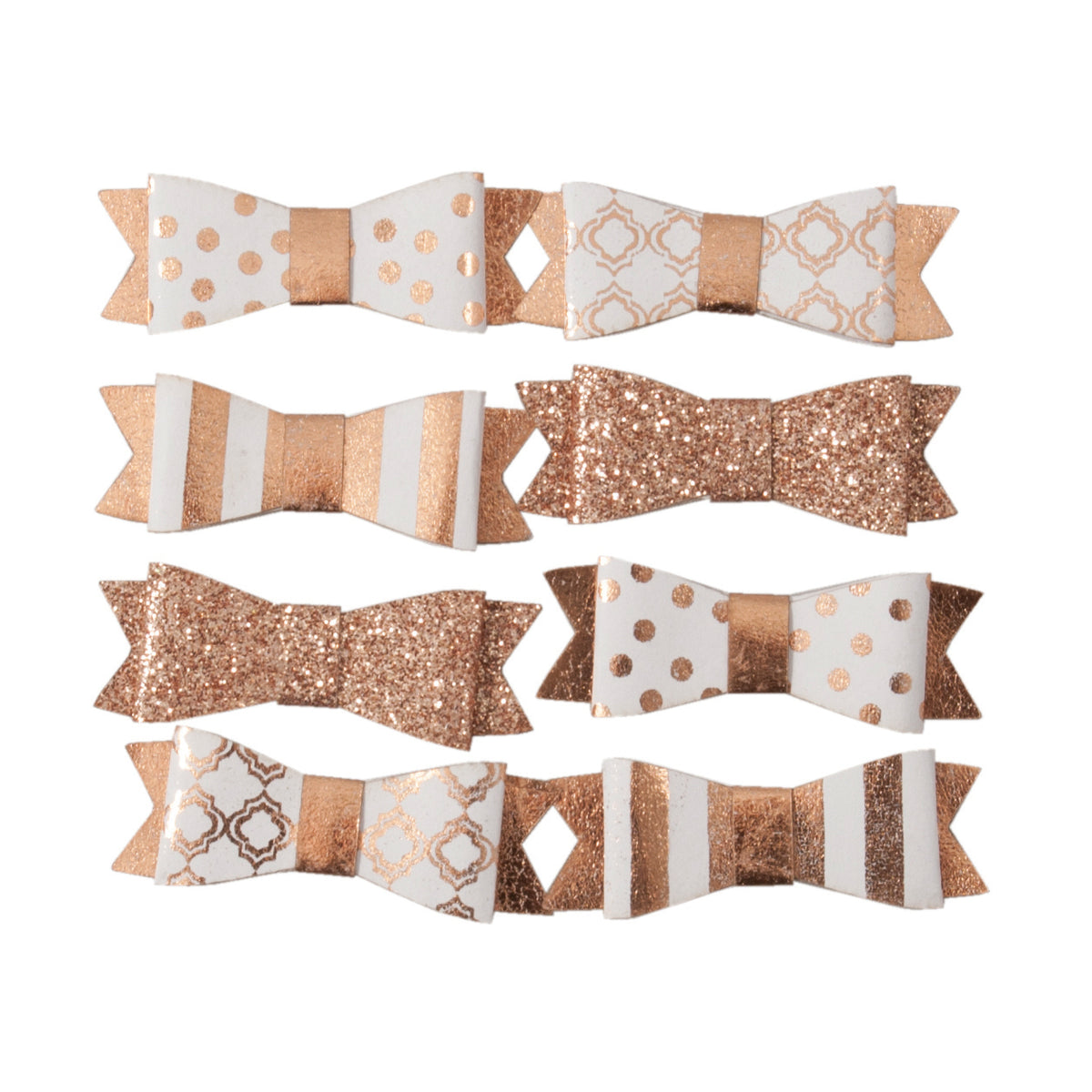 Eight rose gold metallic paper bows