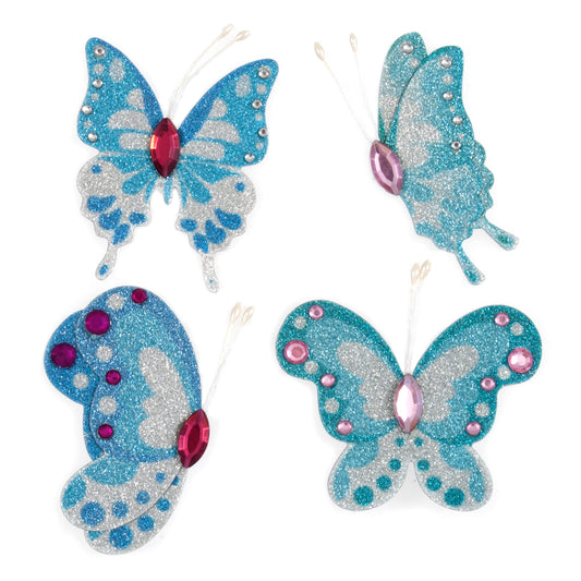 Blue sparkling craft butterflies