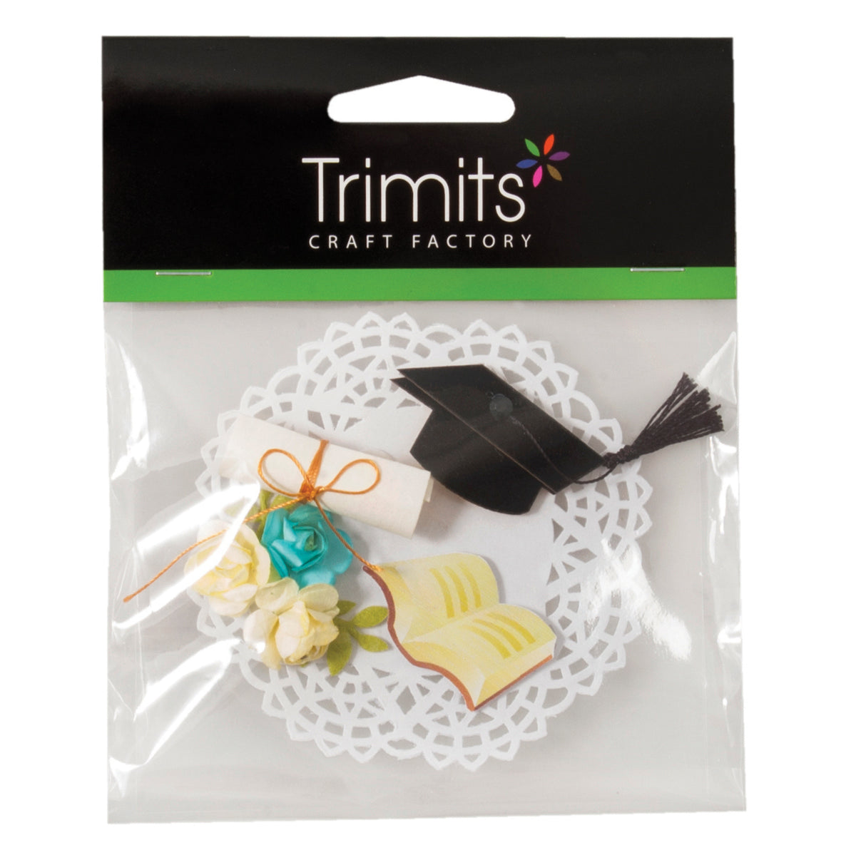 Pack of multicoloured graduation craft embellishments