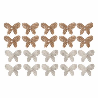 Trimits Craft Embellishments - Brown/White Hessian Butterfly with Pearl (Pack of 20)