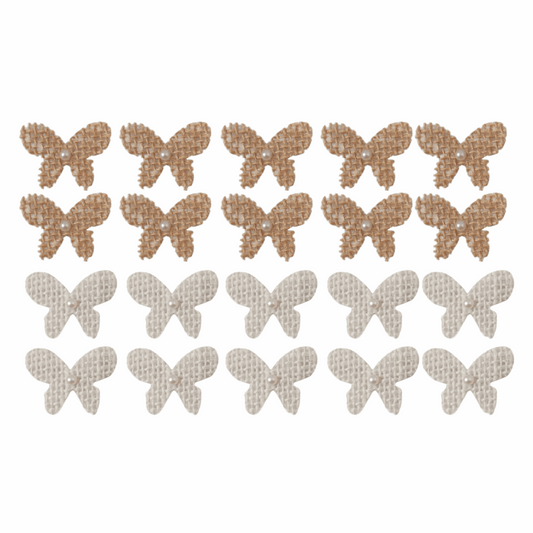 Trimits Craft Embellishments - Brown/White Hessian Butterfly with Pearl (Pack of 20)