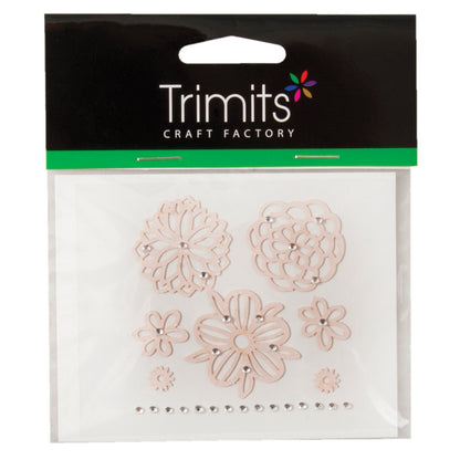 Pink filigree flowers with diamante centres