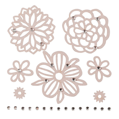 Pink filigree flowers with diamante centres