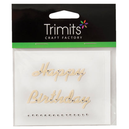 Ivory Happy Birthday paper motif with diamantes