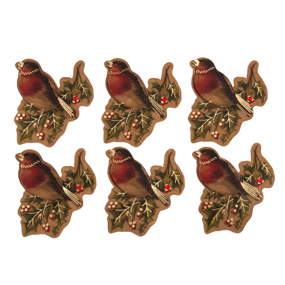 Pack of vintage robin Christmas embellishments