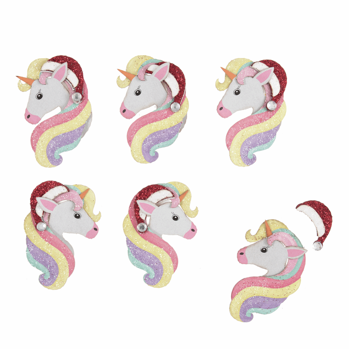 Trimits Craft Embellishments - Festive Unicorns (Pack of 6)