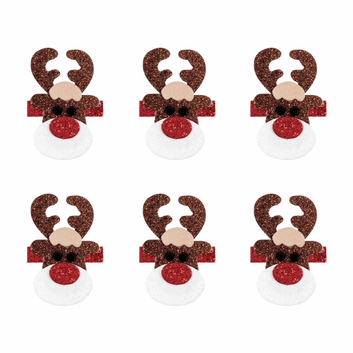 Trimits Craft Embellishments - Glitter Festive Reindeer (Pack of 6)