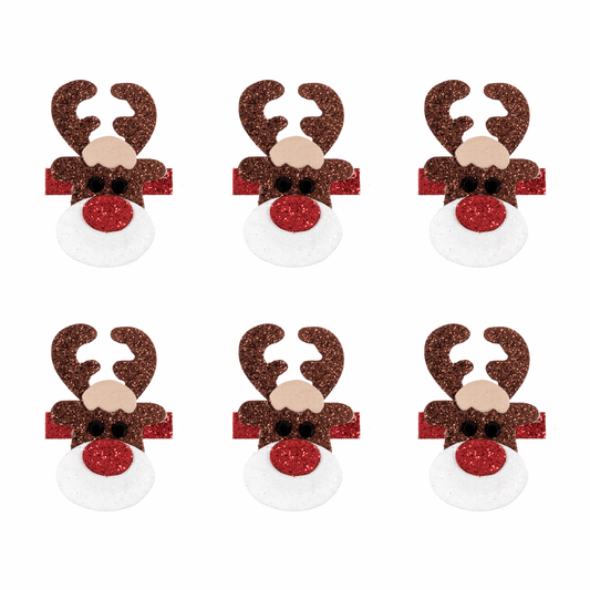 Trimits Craft Embellishments - Glitter Festive Reindeer (Pack of 6)