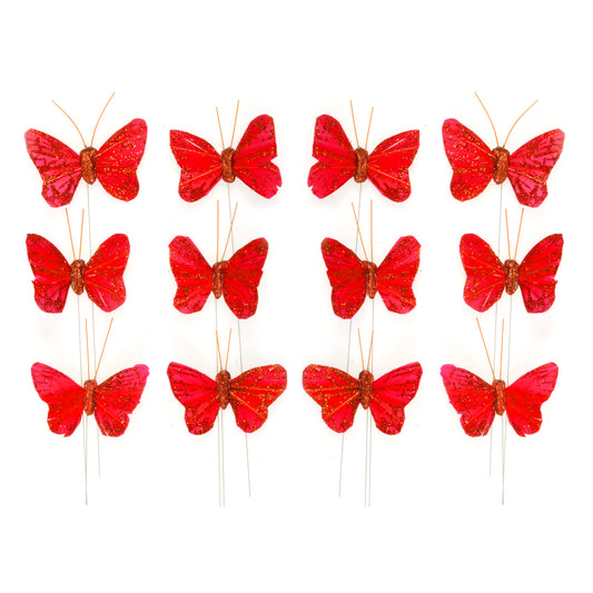 Red glitter decorative butterflies