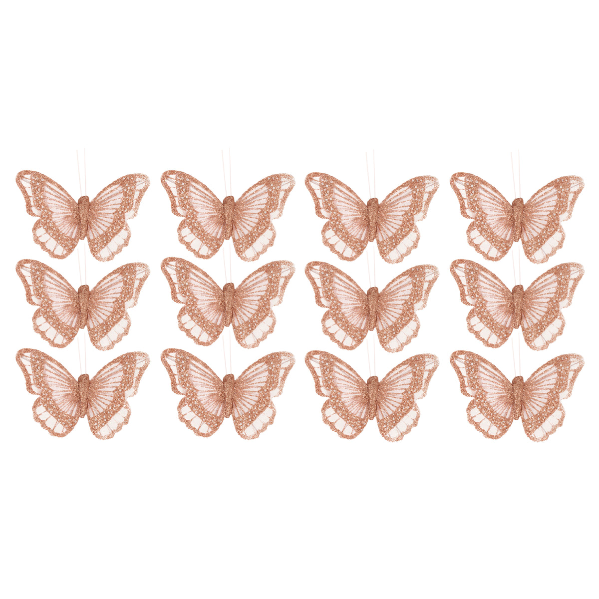 Rose Gold glitter butterflies on clips