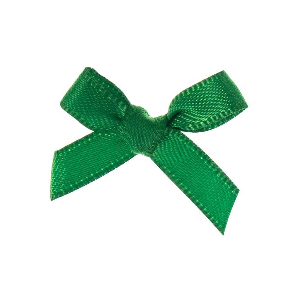 Small green satin ribbon bows