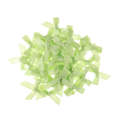 Small light green satin ribbon bows